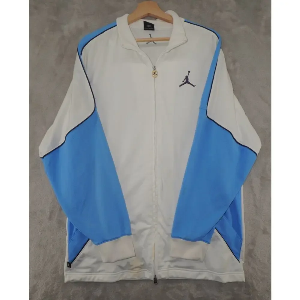 Jordan Jumpman Full Zip Track Jacket White Blue Men’s Athletic Y2K Size L